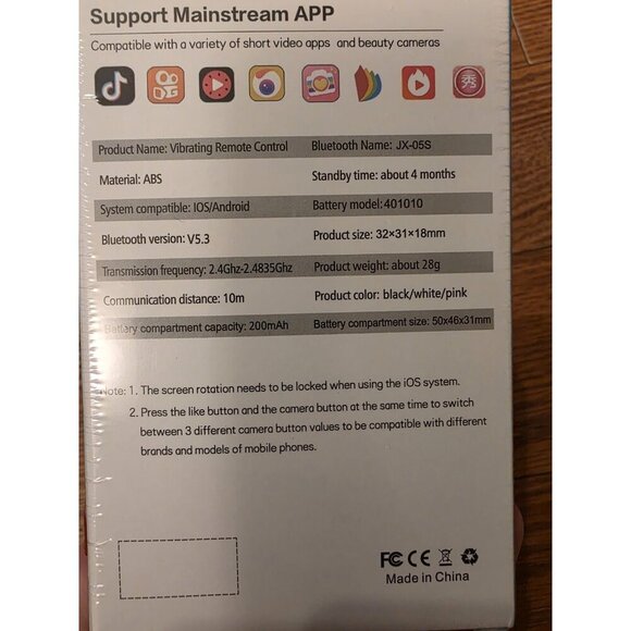 Multifunction Mobile Phone Bluetooth Ring Remote Control JX-05S Black Sealed NEW - Picture 5 of 5